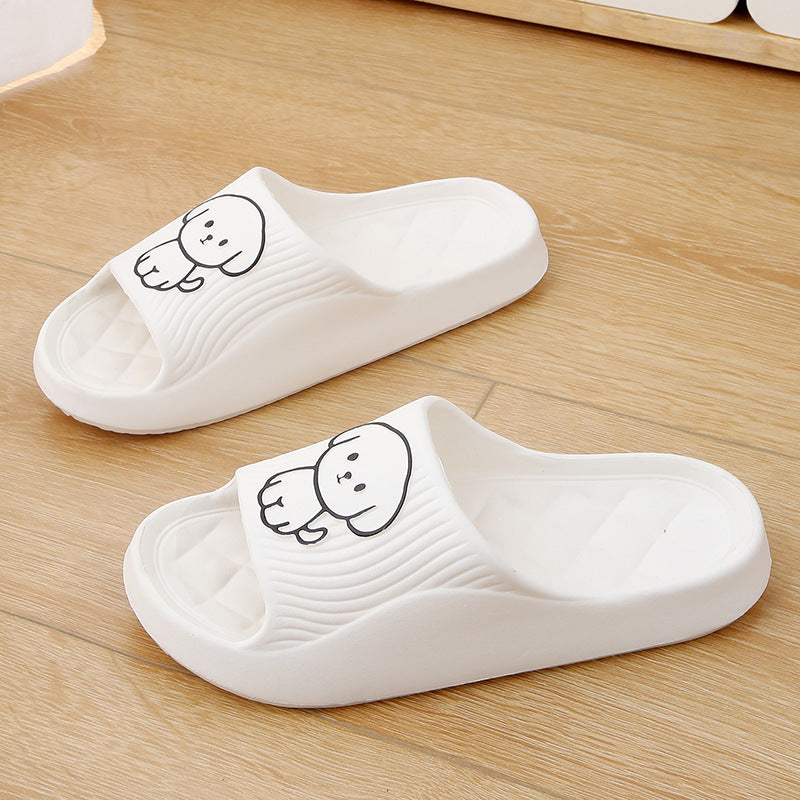 Cute Cartoon Dog Slippers Summer Solid Color Non-slip Rhombus Bathroom Slipper Indoor House Shoes For Men Women Couples